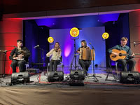 Fionnlagh Mac a’ Phiocar and Fell Line at the 2026 Young Scots Trad Awards Winner Tour at Kreissparkasse Syke, Germany, on 1 March 2026; photo Reinhard Zierke